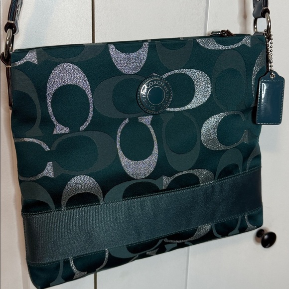 Unique Coach | Teal Silver Grey Classic C’s Crossbody Bag F20430 - Unique - EUC - Picture 3 of 11